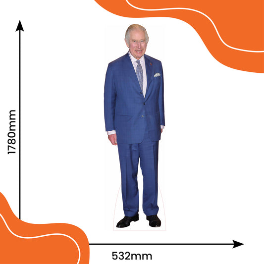 King Charles Blue Suit Life Size Cardboard Cutout