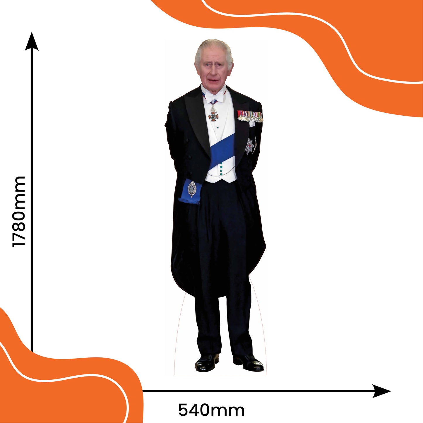 King Charles Formal Suit Cardboard Cutout