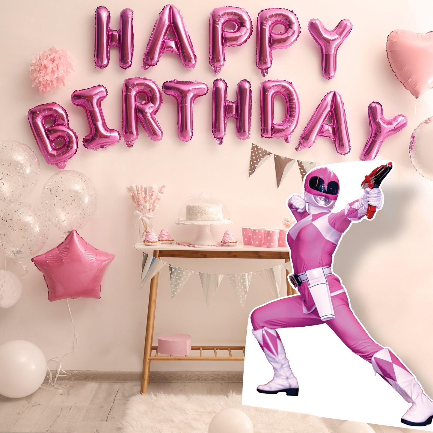 Pink Power Ranger Cardboard Cutout