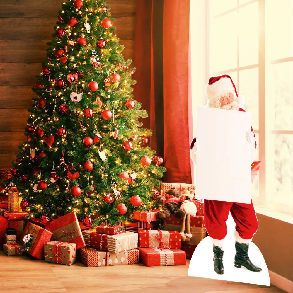 Personalised Santa Claus With Sign Life Size Cardboard Cutout