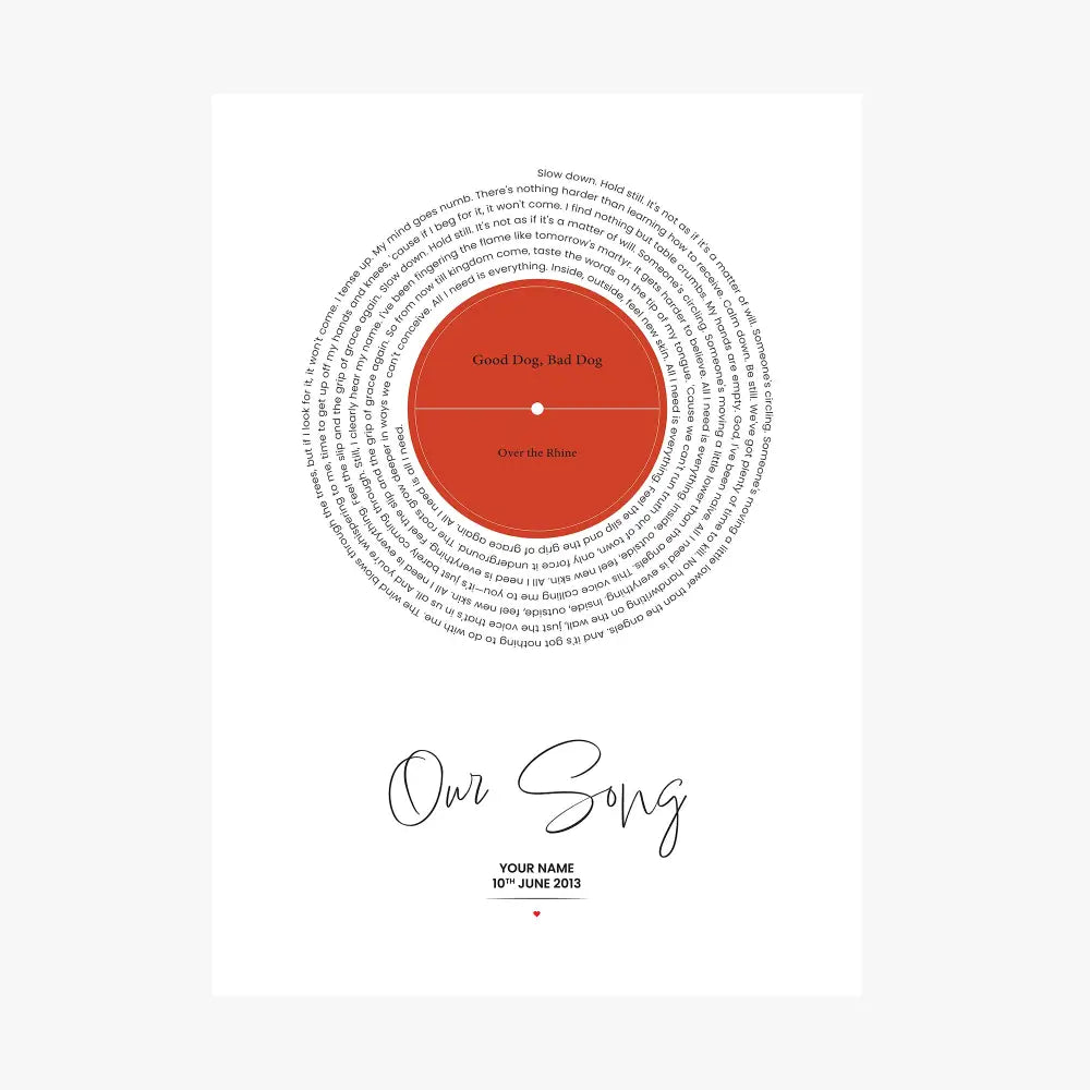 Personalised Song Lyric Poster Framed Prints