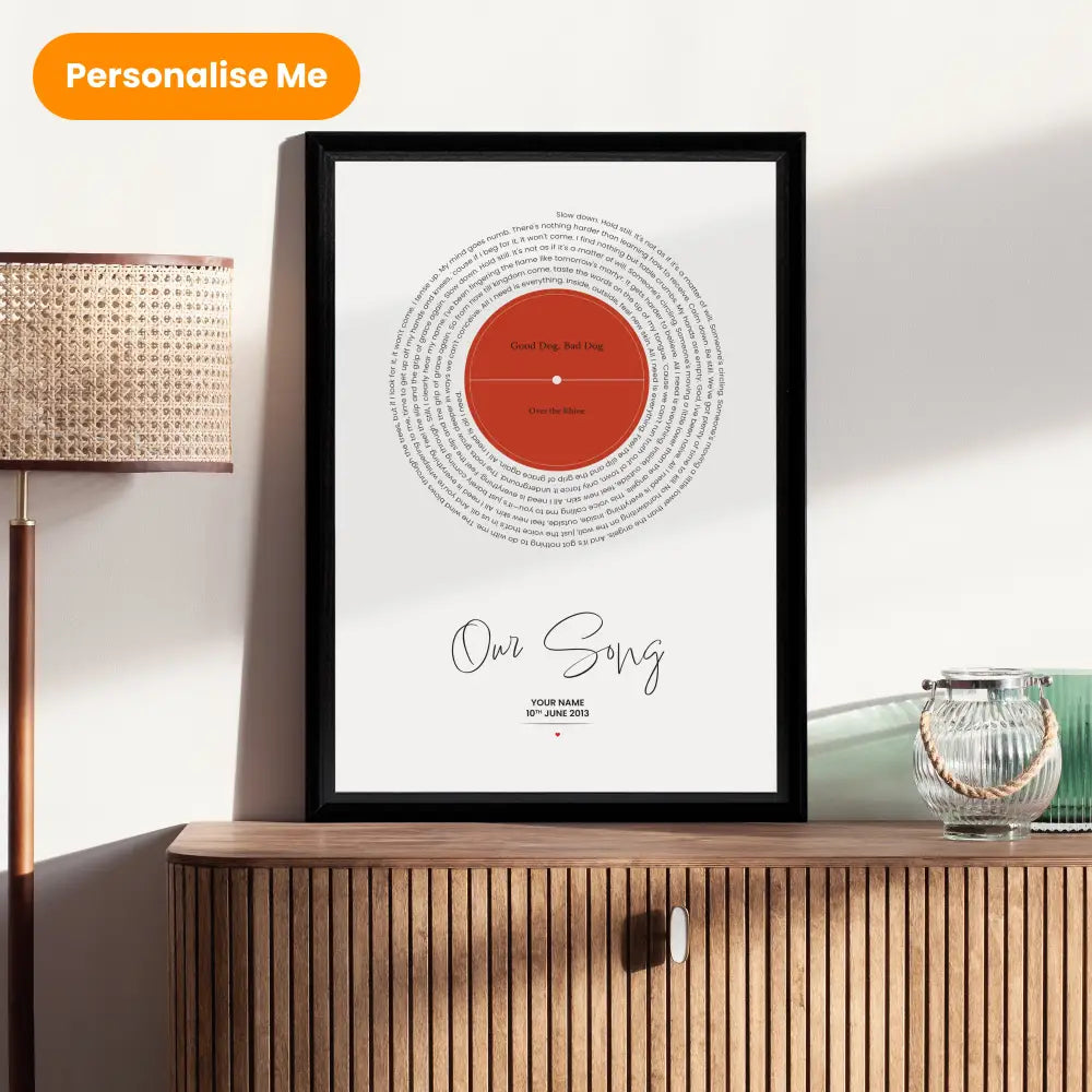 Personalised Song Lyric Poster Framed Prints