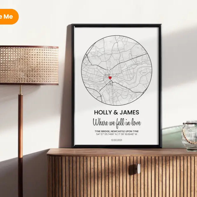 Personalised ’Where We First Met’ Map Print