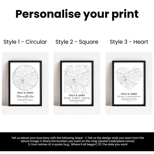 Personalised ’Where We First Met’ Map Print