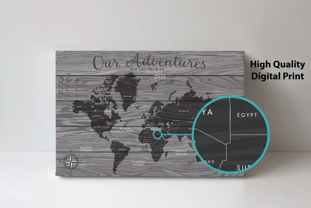 Personalised World Map Pin Board - 91cm x 60cm