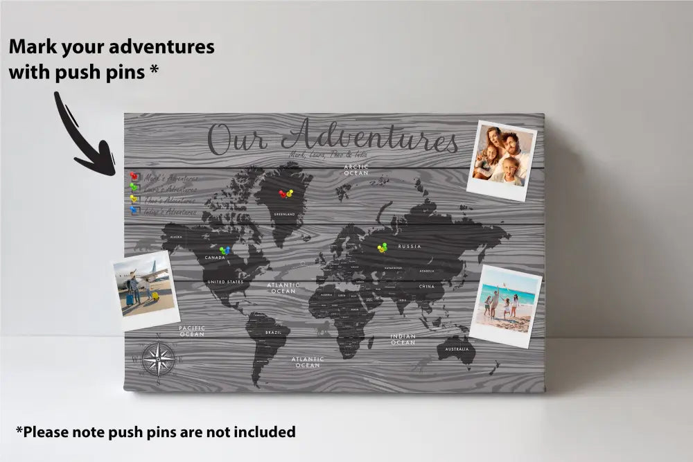 Personalised World Map Pin Board - 91cm x 60cm