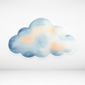 Decorative cardboard cloud-shaped cutout with watercolor design on a light gray background