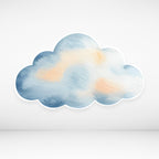 Decorative cardboard cloud-shaped cutout with watercolor design on a light gray background