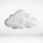 Decorative cardboard cloud-shaped cutout with watercolor design on a light gray background