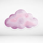 Decorative cardboard cloud-shaped cutout with watercolor design on a light gray background
