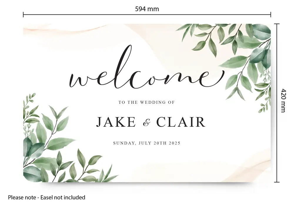Personalised Large Foamex Wedding Welcome Sign for Reception and House Décor